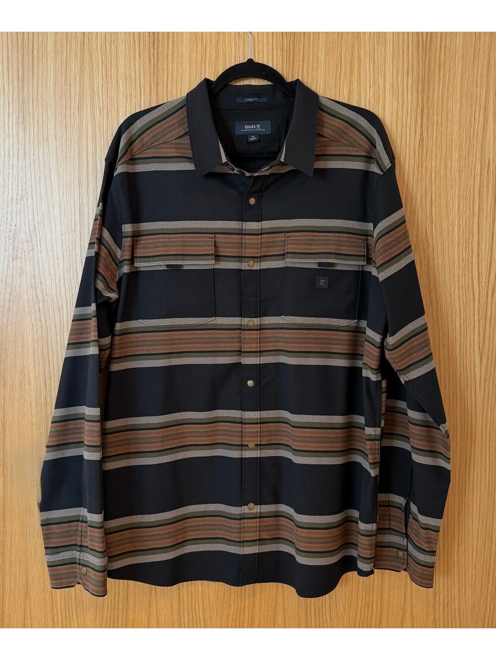 Roark Diablo Alpinist Black Striped Wool Blend Flannel Shirt Men’s XL - Picture 2 of 9
